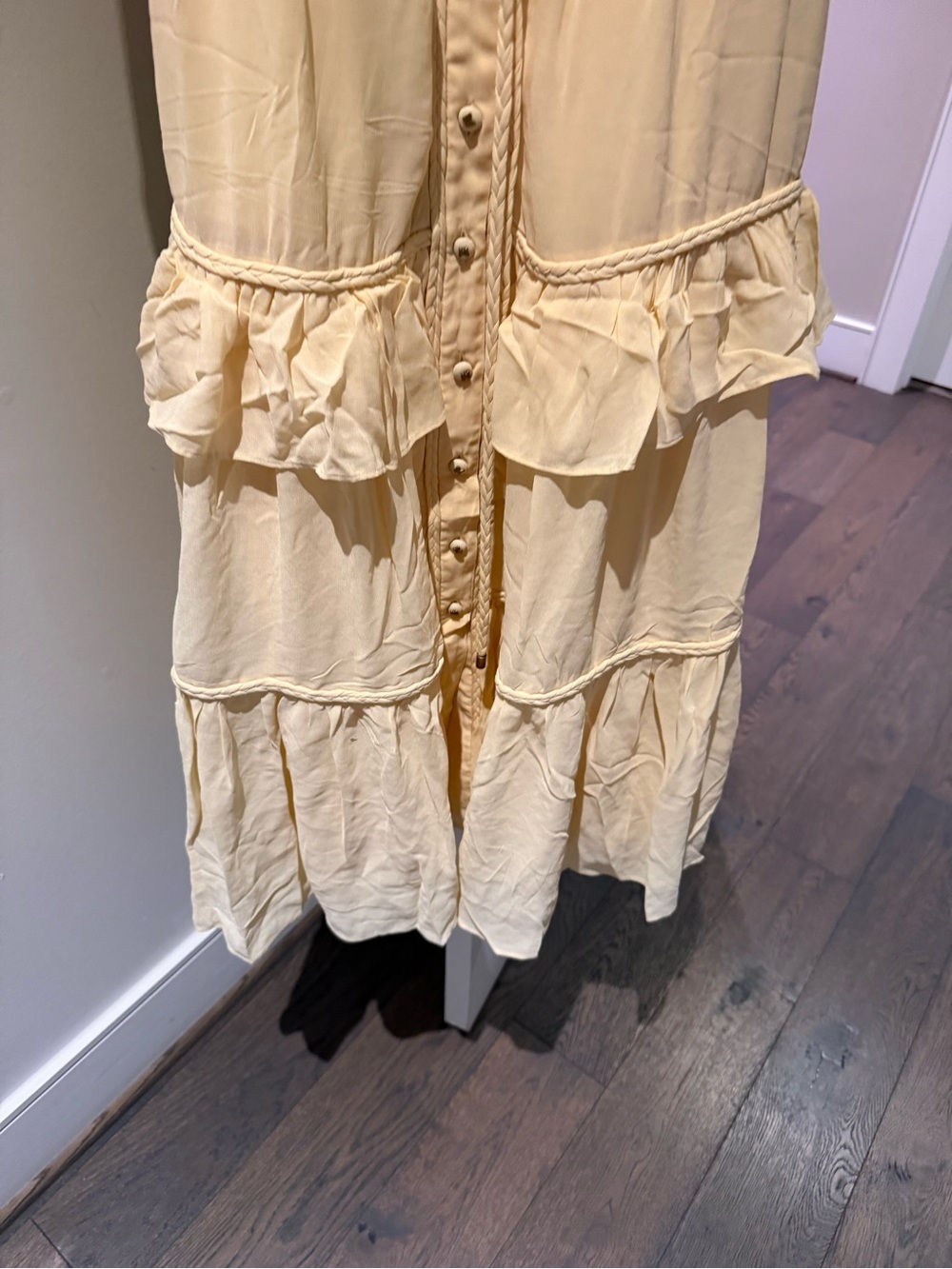 FARM Rio Pale Yellow Ruffled Button-Front Maxi Dress - Picture 6 of 9